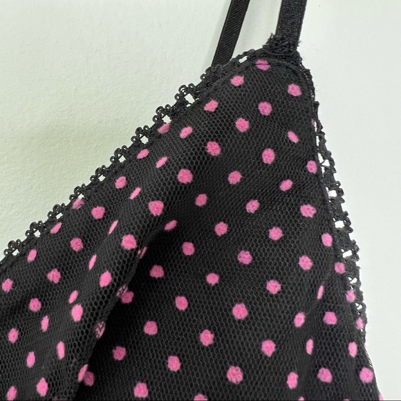 Charlotte Russe Y2K black tulle pink Swiss dot midi vintage slip dress Sz S - Picture 10 of 13